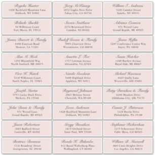 Customizable blush wedding guest address sticker