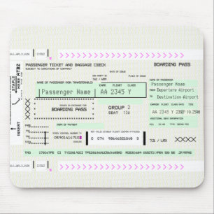 Customizable Boarding Pass Airline Ticket Mouse Pad