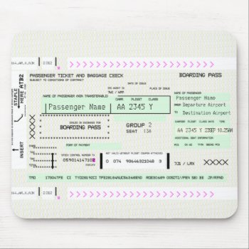 Customizable Boarding Pass Airline Ticket Mouse Pad by wheresmymojo at Zazzle