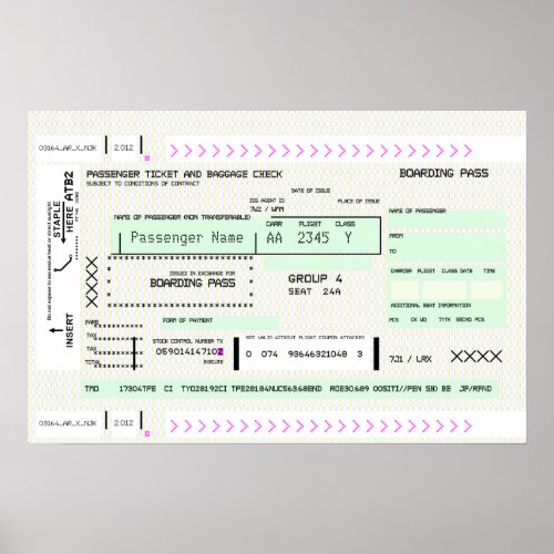 Customizable Boarding Pass Poster