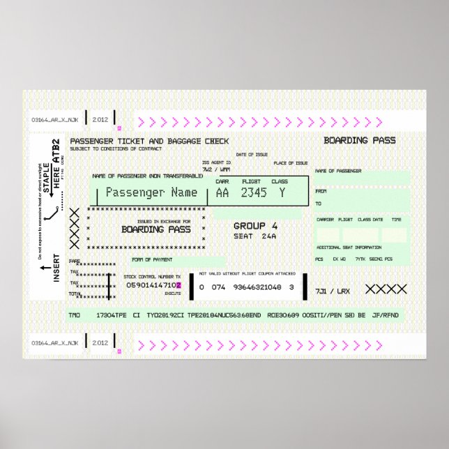 Customizable Boarding Pass Poster (Front)