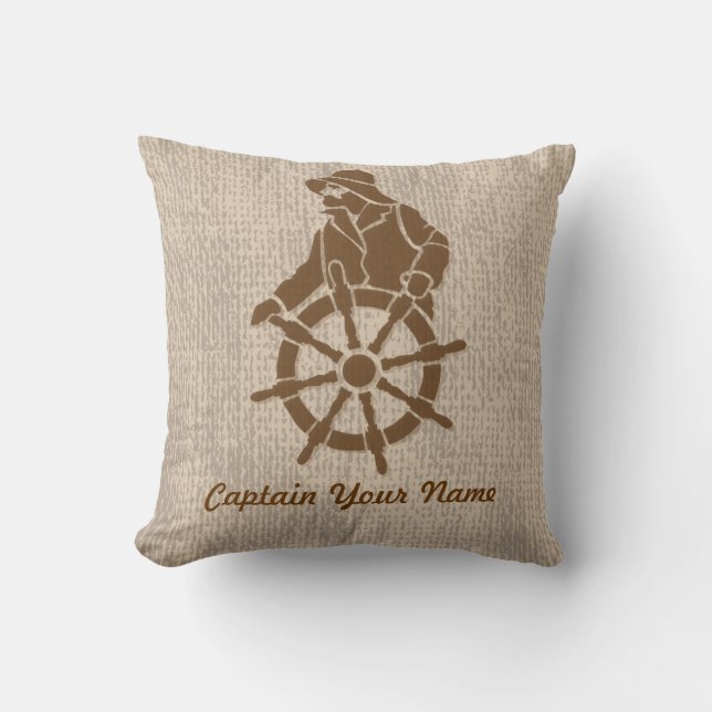 Customizable Boat Captain's Throw Pillow (Front)