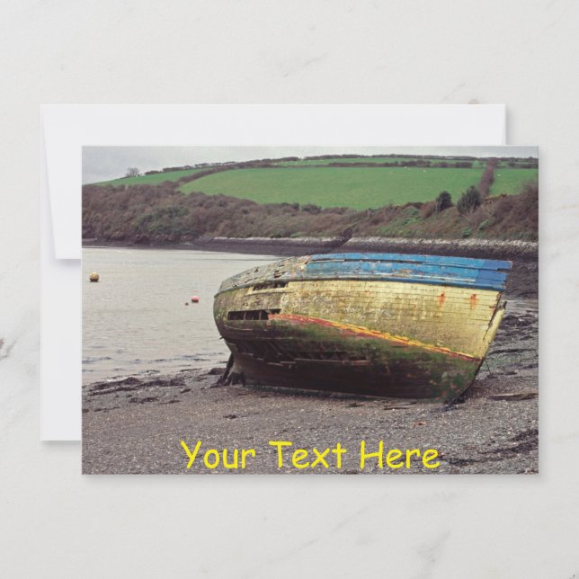 Customizable boat wreck, Cornwall, UK Card (Front)