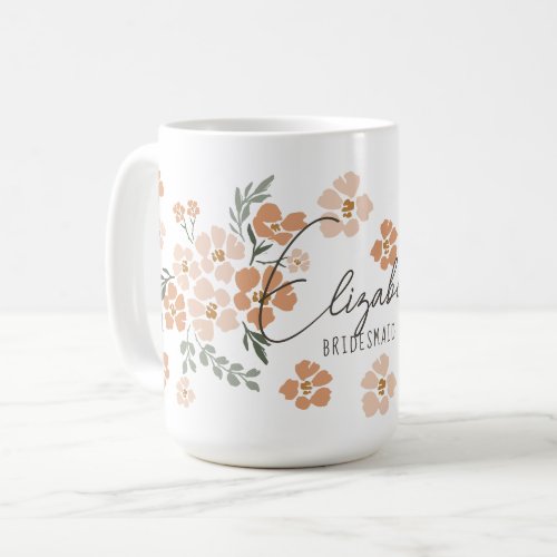 Customizable Boho Floral Name Mug for Bridesmaids