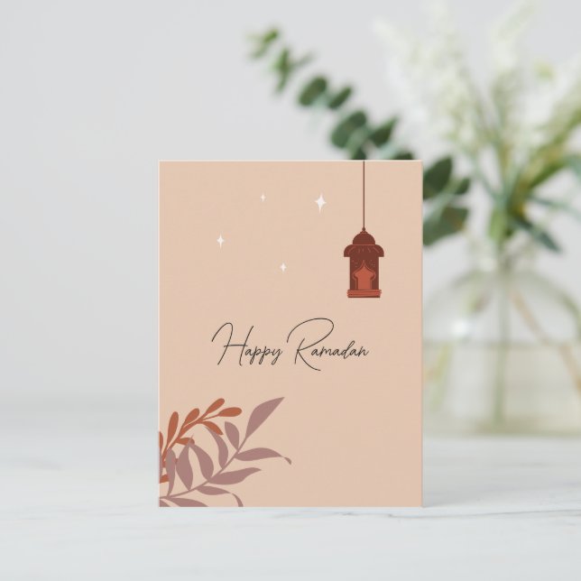 Customizable Boho Islamic Happy Ramadan  Holiday Postcard (Standing Front)