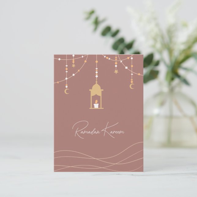 Customizable Boho Islamic Ramadan Kareem  Holiday Postcard (Standing Front)