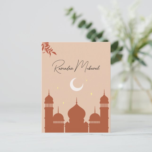Customizable Boho Islamic Ramadan Mubarak  Holiday Postcard (Standing Front)