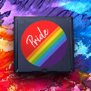 Customizable Bold & Bright Rainbow LGBT Gay Pride Classic Round Sticker