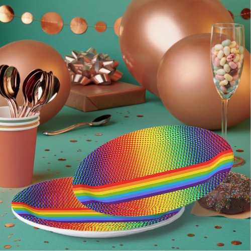 Customizable Bold  Bright Rainbow LGBT Gay Pride Paper Plates