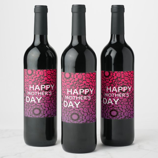 Customizable Bold Happy Mother's Day Modern Wine Label (Bottles)