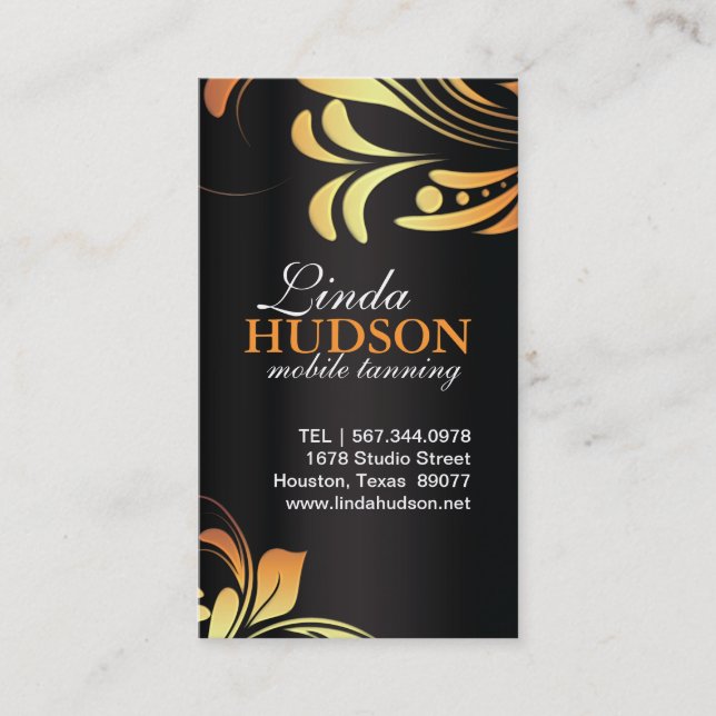 Customizable Bold Mobile Tanning Business Cards (Front)