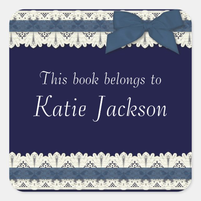 Customizable book belongs to blue bow stickers (Front)