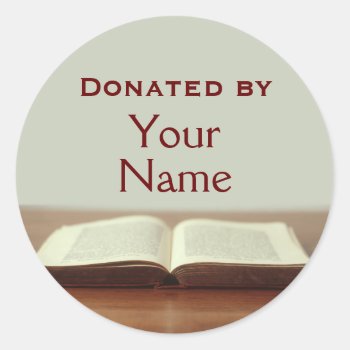 Customizable Book Donation Stickers Add Your Name by alinaspencil at Zazzle