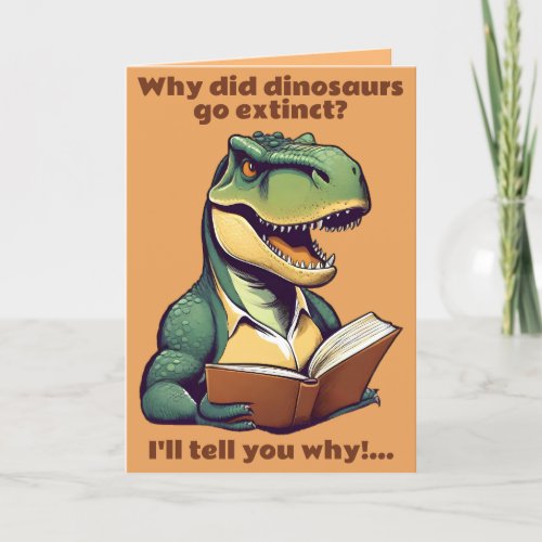 Customizable BOOK LOVER Birthday Card Dinosaur