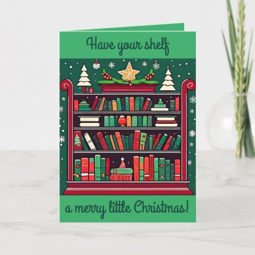 Customizable BOOK LOVER Christmas Card