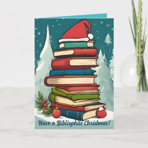 Customizable BOOK LOVER Christmas Card