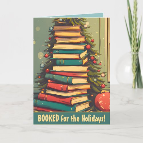 Customizable BOOK LOVER Christmas Card