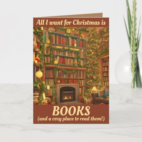 Customizable BOOK LOVER Christmas Card