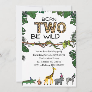 Customizable Born TWO be Wild Birthday Invitation