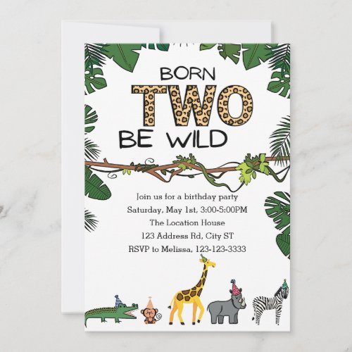 Customizable Born TWO be Wild Birthday  Invitation