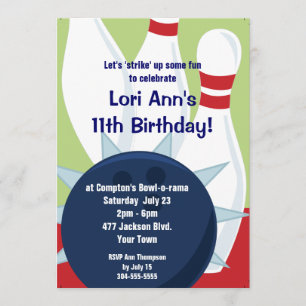 Customizable Bowling Birthday Party Invitation