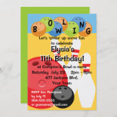 Customizable Bowling Birthday Party Invitation (Front/Back)