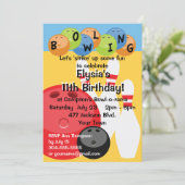 Customizable Bowling Birthday Party Invitation (Standing Front)