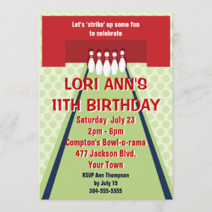 Customizable Bowling Birthday Party Invitation
