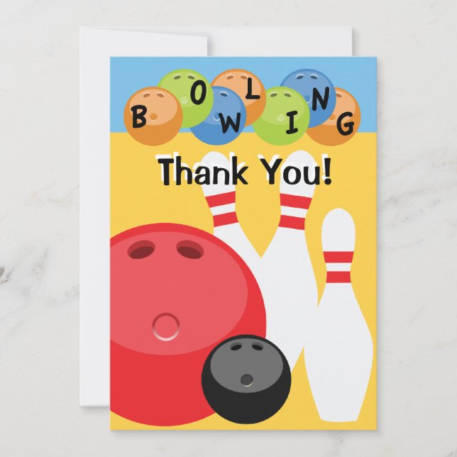 Customizable Bowling Thank You Card (Front)