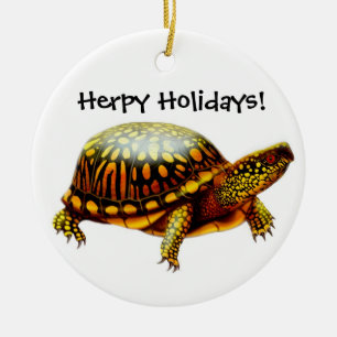Customizable Box Turtle Holiday Ornament