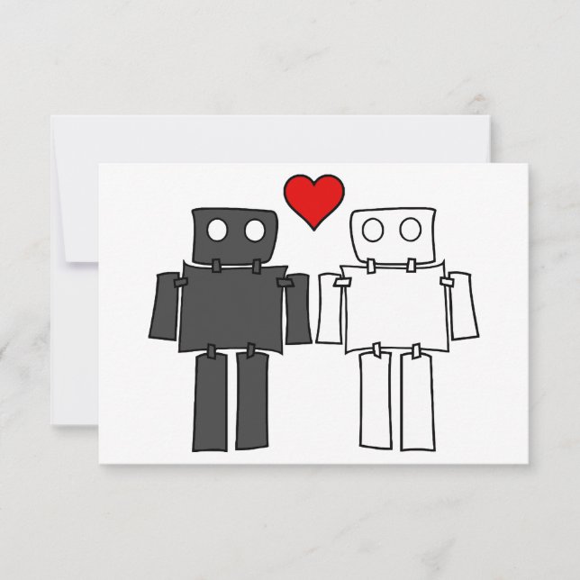 Customizable Boy Bots in Love  Thank You Card (Front)
