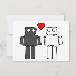 Customizable Boy Bots in Love Thank You Card