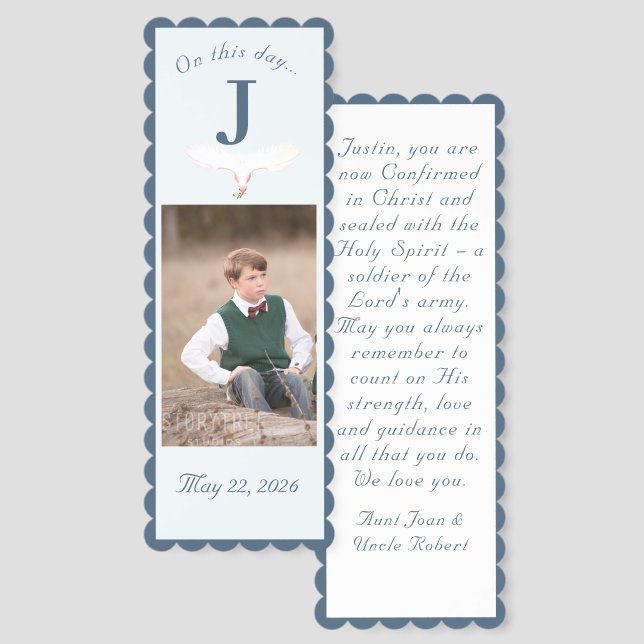 Customizable Boy Confirmation Photo Bookmarks (Front & Back)