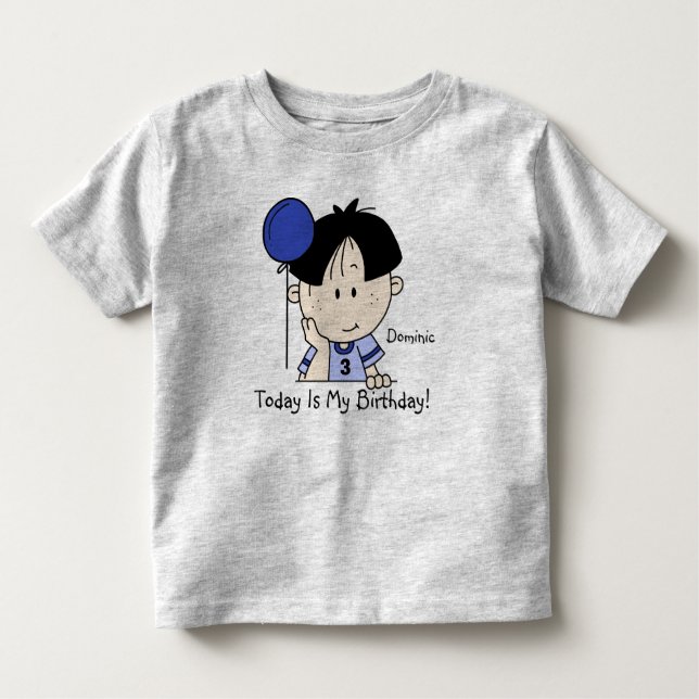 Customizable Boy With Balloon Birthday T-shirt (Front)