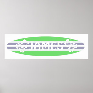 Customizable boys surfboard poster