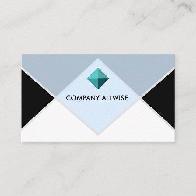 Customizable Branded Logo Black & Light Blue Business Card (Front)
