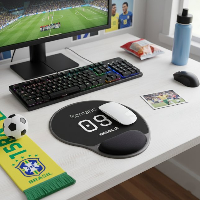 Customizable Brasil Fan Desk Support Graphic Gel Mouse Pad (Creator Uploaded)