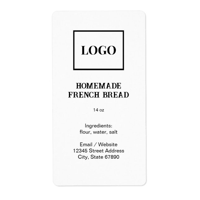 Customizable Bread Bakery Business Add Logo Food Label (Front)