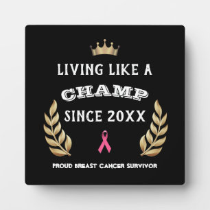 Customizable Breast Cancer Survivor laurel leaves Plaque