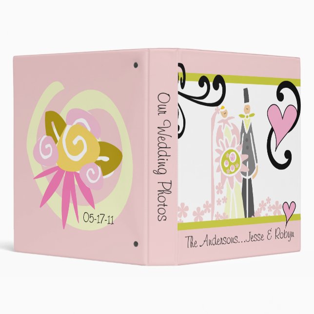 Customizable Bride and Groom Wedding Photo Binder (Background)