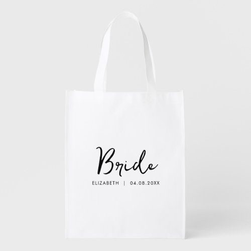 Customizable Bride Gifts Elegant Template Shopping Grocery Bag