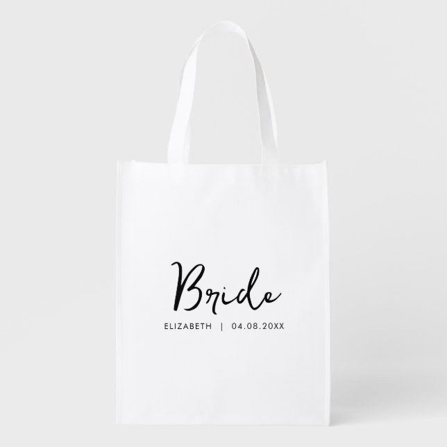 Customizable Bride Gifts Elegant Template Shopping Grocery Bag (Front)