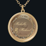 Customizable Bride Groom Gold Keepsake Necklace<br><div class="desc">Replace Bride & Groom Names and with correct information, and the date of your marriage, on this elegant keepsake necklace, in the "Personalize It" box on the right of this product page. You may choose to change and/or delete any of the information on necklace. Font, font color and font size...</div>