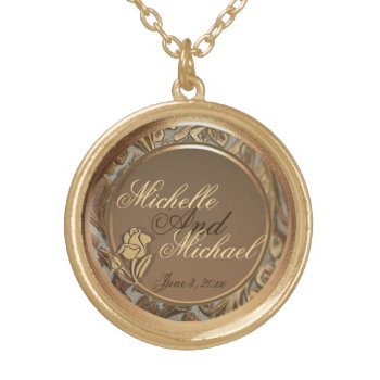 Customizable Bride Groom Gold Keepsake Necklace by 4westies at Zazzle