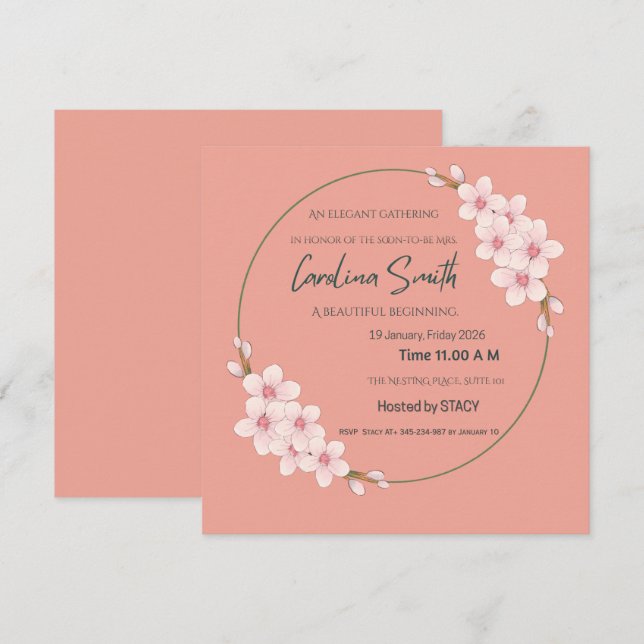 Customizable Bride to Be Celebration Invitation Ca (Front/Back)