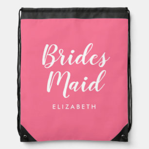Customizable Bridesmaid Bachelorette Womens Pink Drawstring Bag