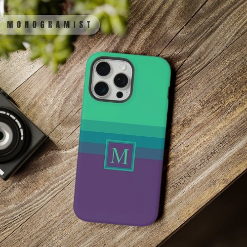Customizable Bright Green Purple Color Block iPhone 15 Pro Max Case
