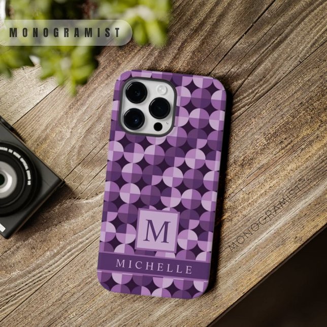 Customizable Bright Light Dark Purple Geometric  Case-Mate iPhone Case (Customizable Bright Light Dark Purple Geometric Case-Mate iPhone Case)