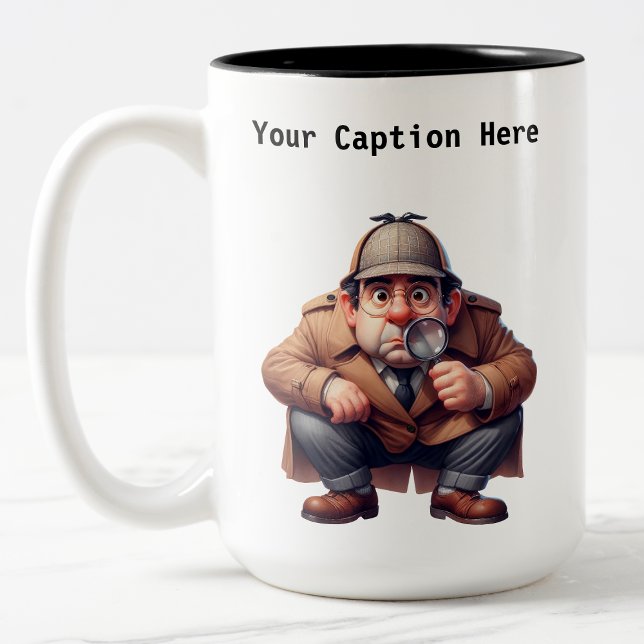 Customizable British Detective Cartoon Mystery  Two-Tone Coffee Mug (Creator Uploaded)