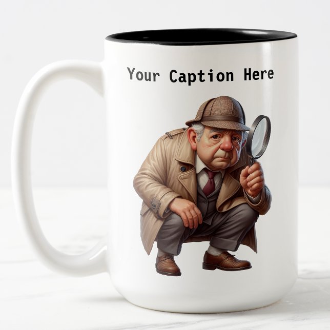 Customizable British Detective Cartoon Mystery  Two-Tone Coffee Mug (Creator Uploaded)